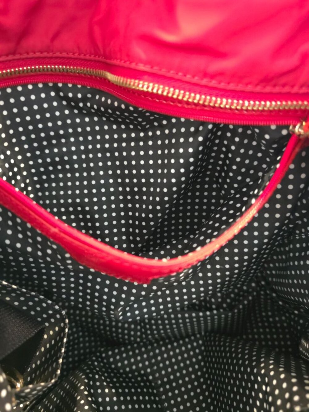 Kate Spade NYC STEVIE Red Nylon Tote Diaper Bag w/ Patent Leather Trim - Picture 10 of 12